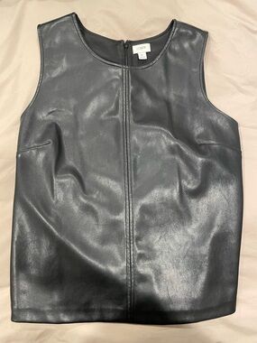 J. Crew Black Faux Leather Sleeveless Top